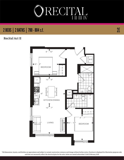 A floor plan for the Recital Act II apartment.